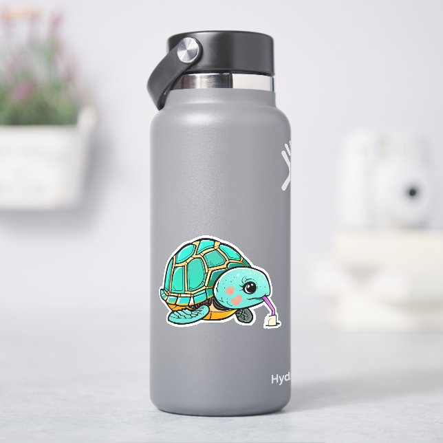 Whimsical sea turtle sticker for kids (HydroFlask)