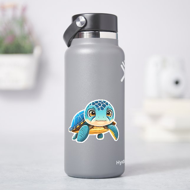 Whimsical sea turtle sticker for kids (HydroFlask)