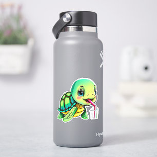 Whimsical sea turtle sticker for kids