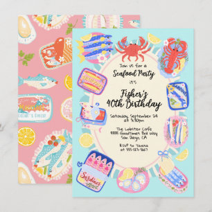 Whimsical Seafood canned Sardines Party Invitation