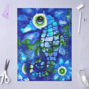 Whimsical Seahorse Coastal Nautical Decoupage Tissue Paper