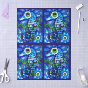 Whimsical Seahorse Coastal Nautical Decoupage Tissue Paper