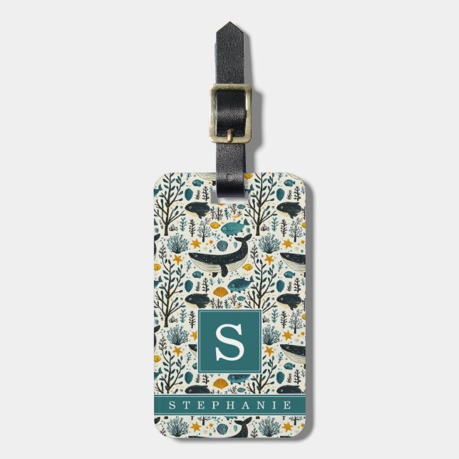 Whimsical Sealife Luggage Tag (Front Vertical)