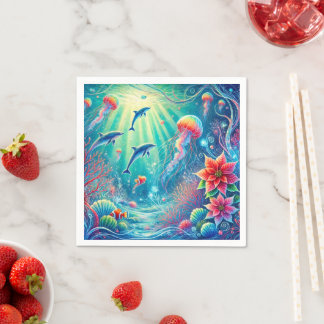 Whimsical Sealife & Poinsettia Decoupage Napkins
