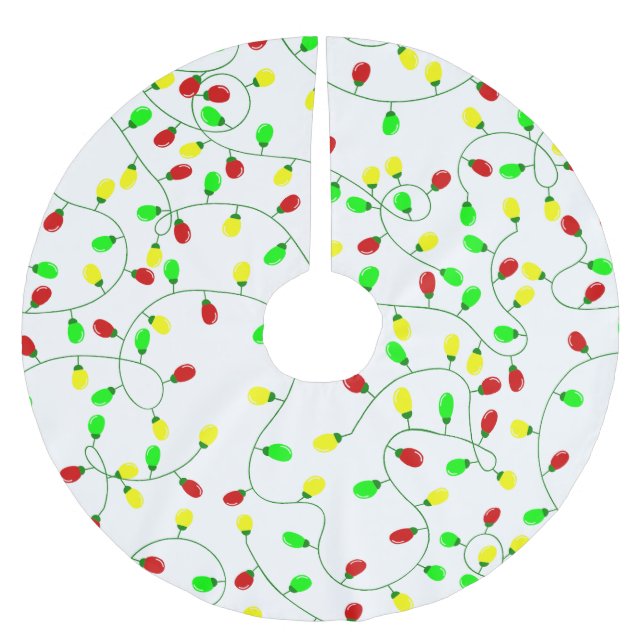 whimsical seamless christmas tree lights brushed polyester tree skirt (Front)