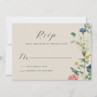 Whimsical Secret Garden Wildflowers RSVP Card