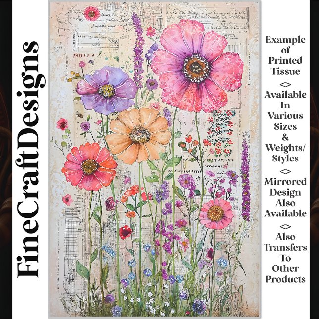 Whimsical Shabby Chic Wildflowers S8L Decoupage Tissue Paper (Creator Uploaded)