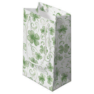 Whimsical Shamrock and Swirl Irish-Themed  Small Gift Bag