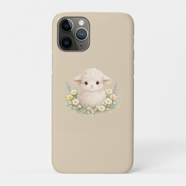 Whimsical Sheep and Wildflowers for a Charming Case-Mate iPhone Case (Back)