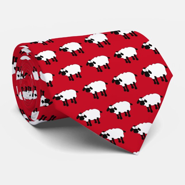 Whimsical Sheep Neck Tie (Rolled)