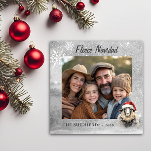Whimsical Sheep Photo Flat Square Holiday Card