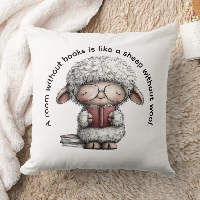 Whimsical Sheep Reading a Book Cushion (Blanket)
