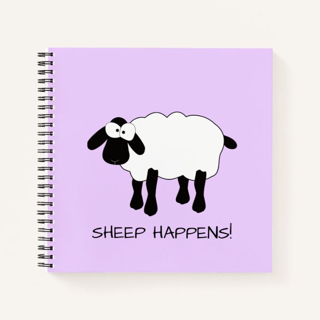 Whimsical Sheep "Sheep Happens" Notebook (Front)