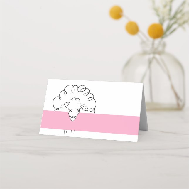 Whimsical Sheep Spring Place Card (Front)