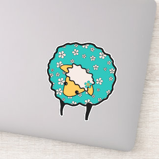 Whimsical Sheep with blue fleece and flower print
