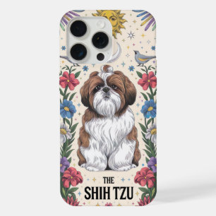Whimsical Shih Tzu with Celestial and Floral Detai iPhone 15 Pro Max Case