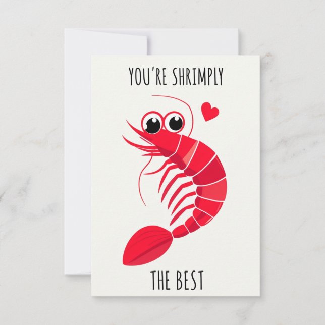 Whimsical Shrimp Character Illustration for Fun  Card (Front)