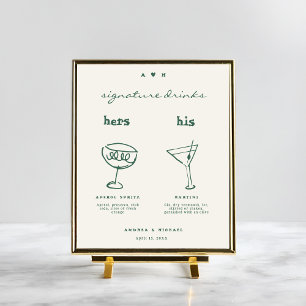 Whimsical Signature Drinks Cocktail Wedding Sign
