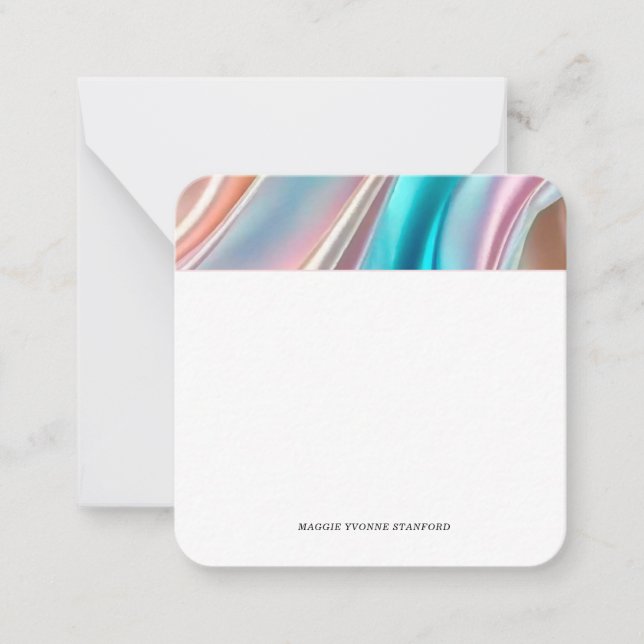 Whimsical Silk Detail Square Note Cards (Front)