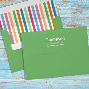 Whimsical Simple Colourful Stripes Return Address Envelope