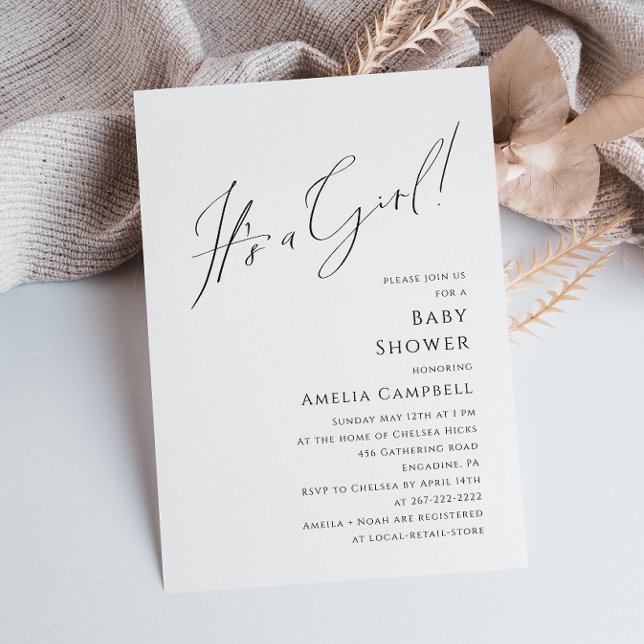 Whimsical Simple It's a Girl Baby Shower  Invitation (Creator Uploaded)