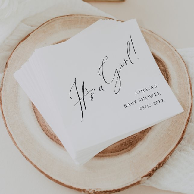 Whimsical Simple Neutral It's A Girl Baby Shower Napkin (Creator Uploaded)