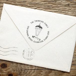 Whimsical Simple Return Address Ice Cream Sundae Self-inking Stamp