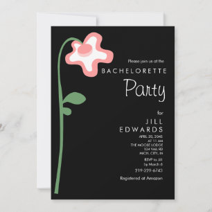 Whimsical Single Flower Wedding Bachelorette Party Invitation