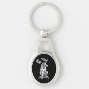 Whimsical Sitting Alaska Moose Siesta Time Key Ring