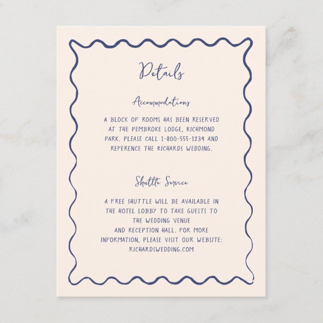 Whimsical Sketched Hand-Drawn Wedding Directions Enclosure Card (Front)