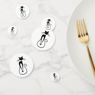 Whimsical Skinny Black Cat Confetti