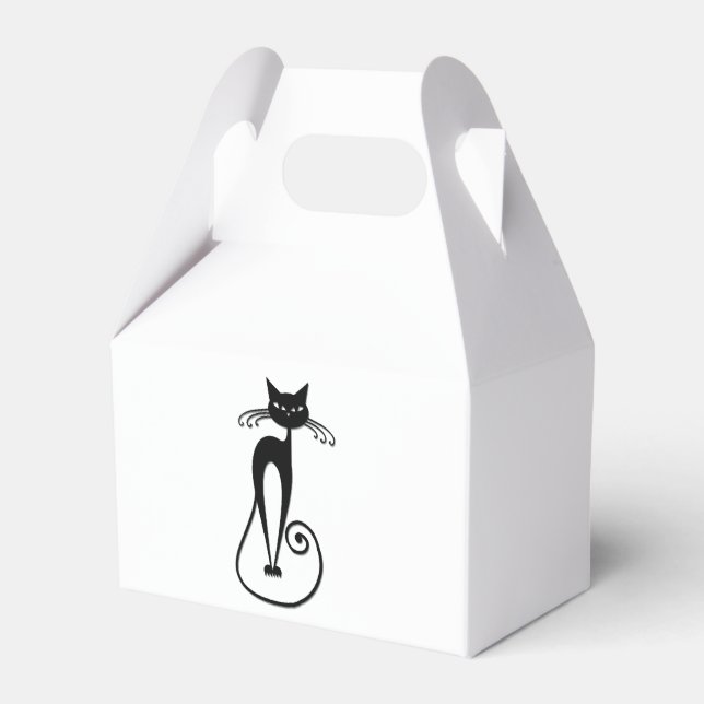 Whimsical Skinny Black Cat Favour Box (Front Side)