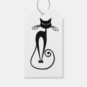 Whimsical Skinny Black Cat Gift Tags