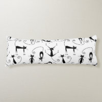 Whimsical Skinny Black Cat Pattern