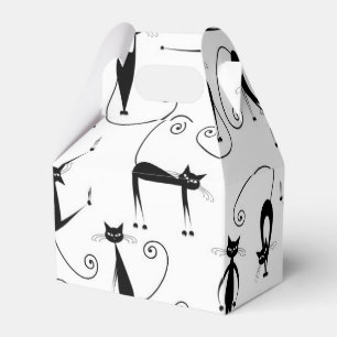 Whimsical Skinny Black Cat Pattern Favour Box