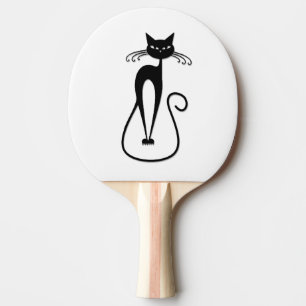 Whimsical Skinny Black Cat Ping Pong Paddle