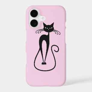 Whimsical Skinny Black Cat Pink
