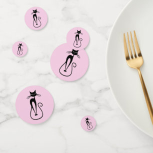 Whimsical Skinny Black Cat Pink Confetti