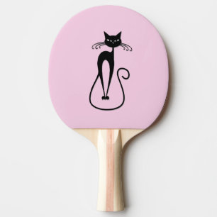 Whimsical Skinny Black Cat Pink Ping Pong Paddle