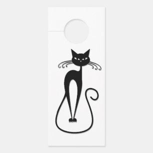 Whimsical Skinny Black Cats In Here Door Hanger