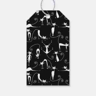Whimsical Skinny white Cat Pattern A Gift for You Tags