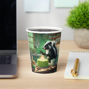 Whimsical Skunk lights candles on Cake Paper Cups