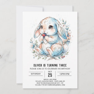 Whimsical Sky Bunny Birthday Invitation