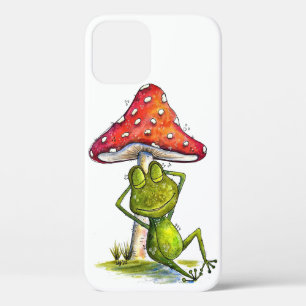 Whimsical Sleeping Frog Under a Mushroom iPhone 12 Case