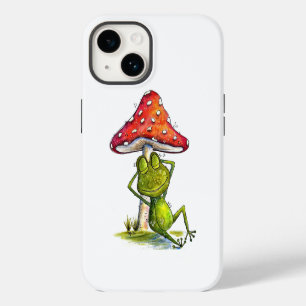 Whimsical Sleeping Frog Under a Mushroom iPhone 14 Case