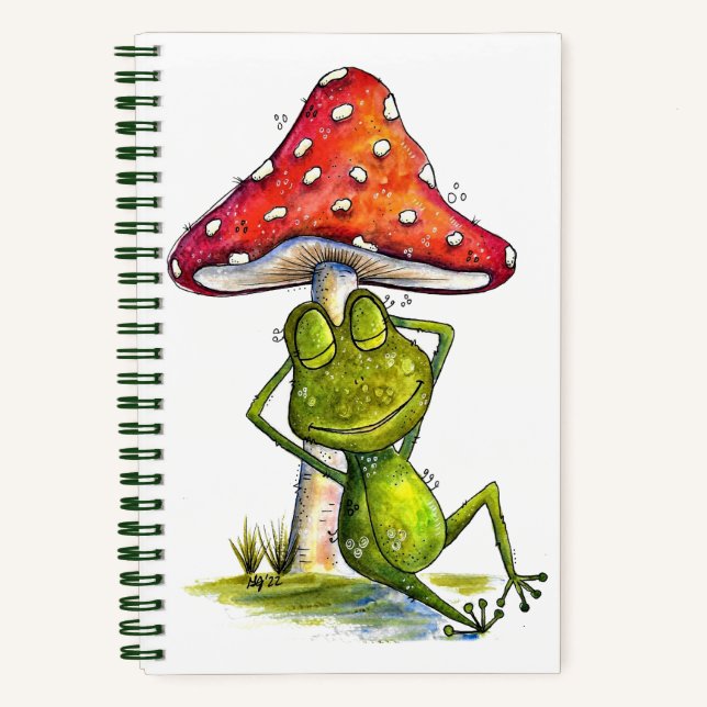 Whimsical Sleeping Frog Under a Mushroom Notebook (Front)