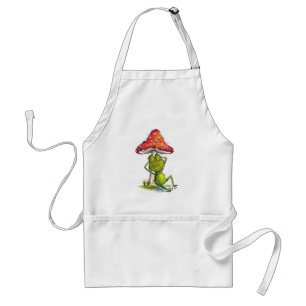 Whimsical Sleeping Frog Under a Mushroom Standard Apron