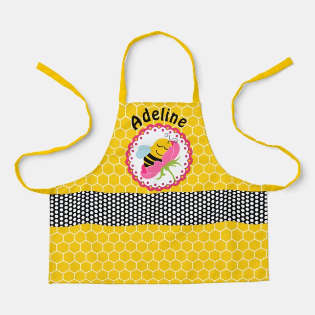 Whimsical Sleeping Honey Bee Personalised Apron (Front)