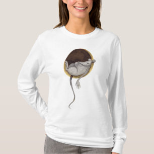 Whimsical Sleeping Mouse Watercolor Illustration T-Shirt