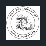 Whimsical Sleeping Unicorn Mushroom Library Book Self-inking Stamp<br><div class="desc">Transform your books into enchanted treasures with this whimsical unicorn book stamp! This dreamy design features a sleeping baby unicorn curled under a charming toadstool, surrounded by delicate butterflies and leafy ferns—a perfect personalised bookplate stamp for: Young readers & parents creating magical reading memories. Fantasy book lovers who adore unicorns,...</div>